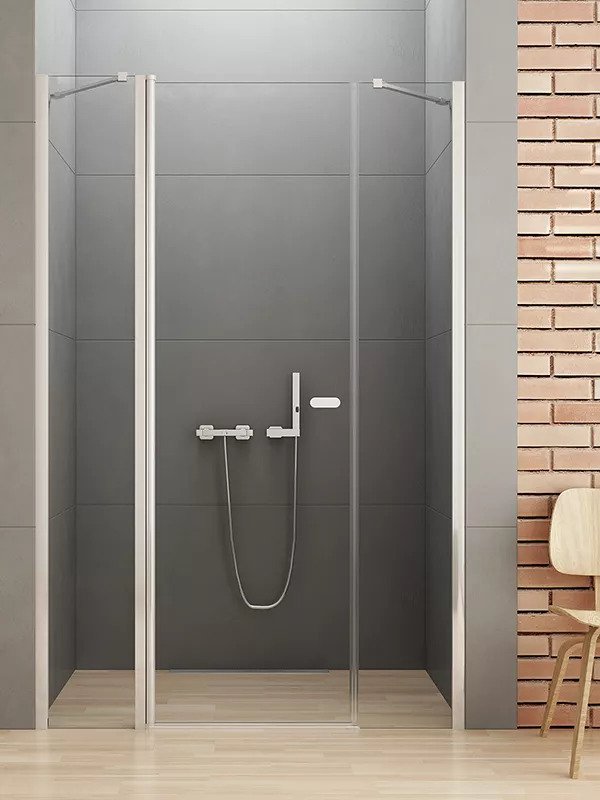 New Trendy New Soleo Plus Drzwi Prysznicowe Uchylne Pojedyncze Z Elementem Stałym 120x195 cm Szkło Przezroczyste 6 mm (D-0172A)